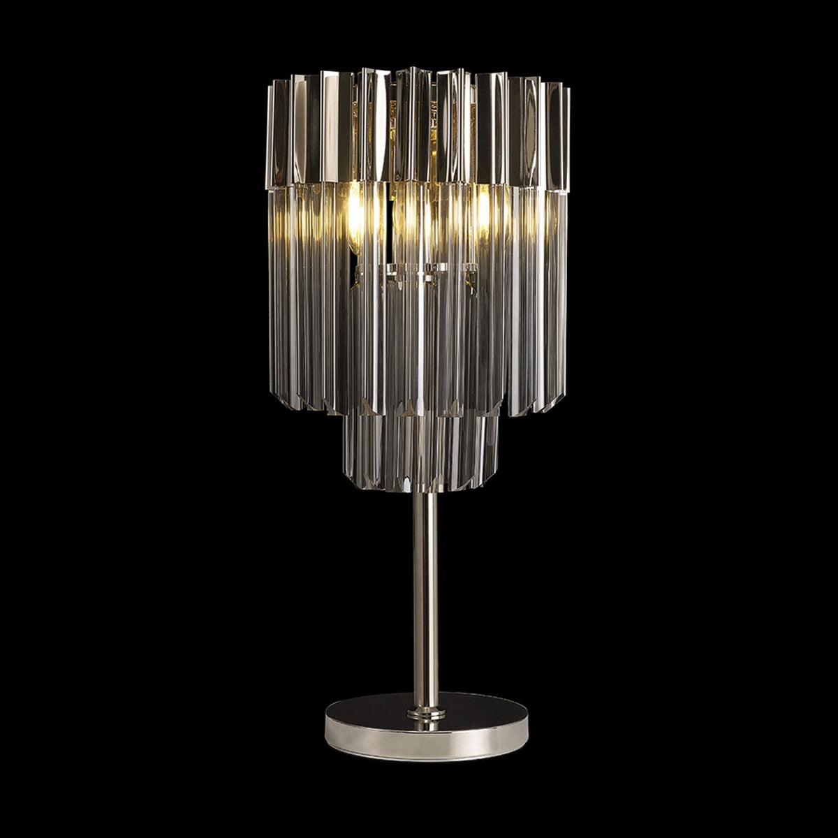 Kentisbeare Table Lamp in Polished Nickel & Smoked Glass
