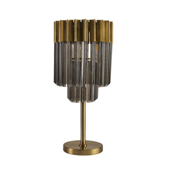 Kentisbeare Table Lamp in Brass & Smoked Glass