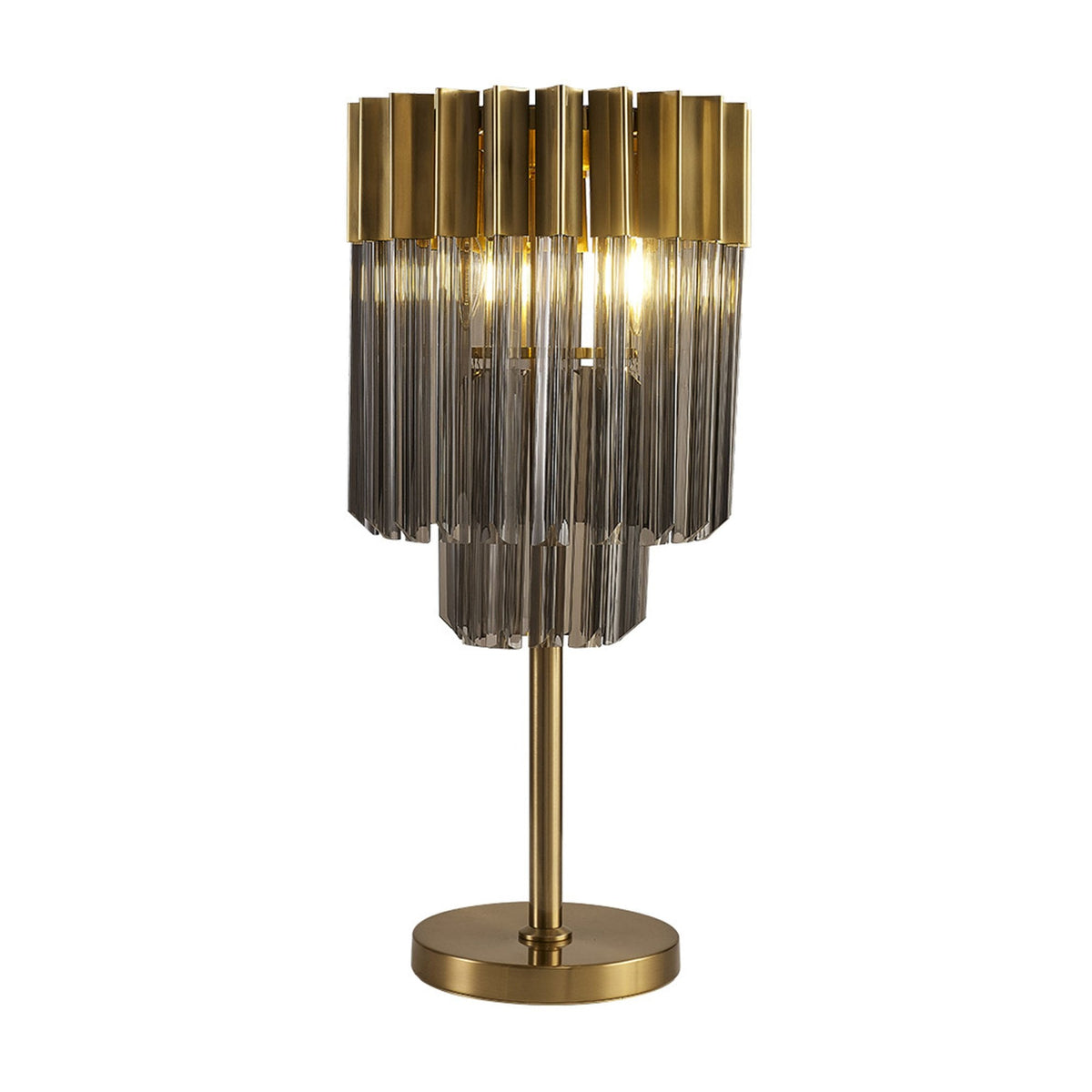 Kentisbeare Table Lamp in Brass & Smoked Glass