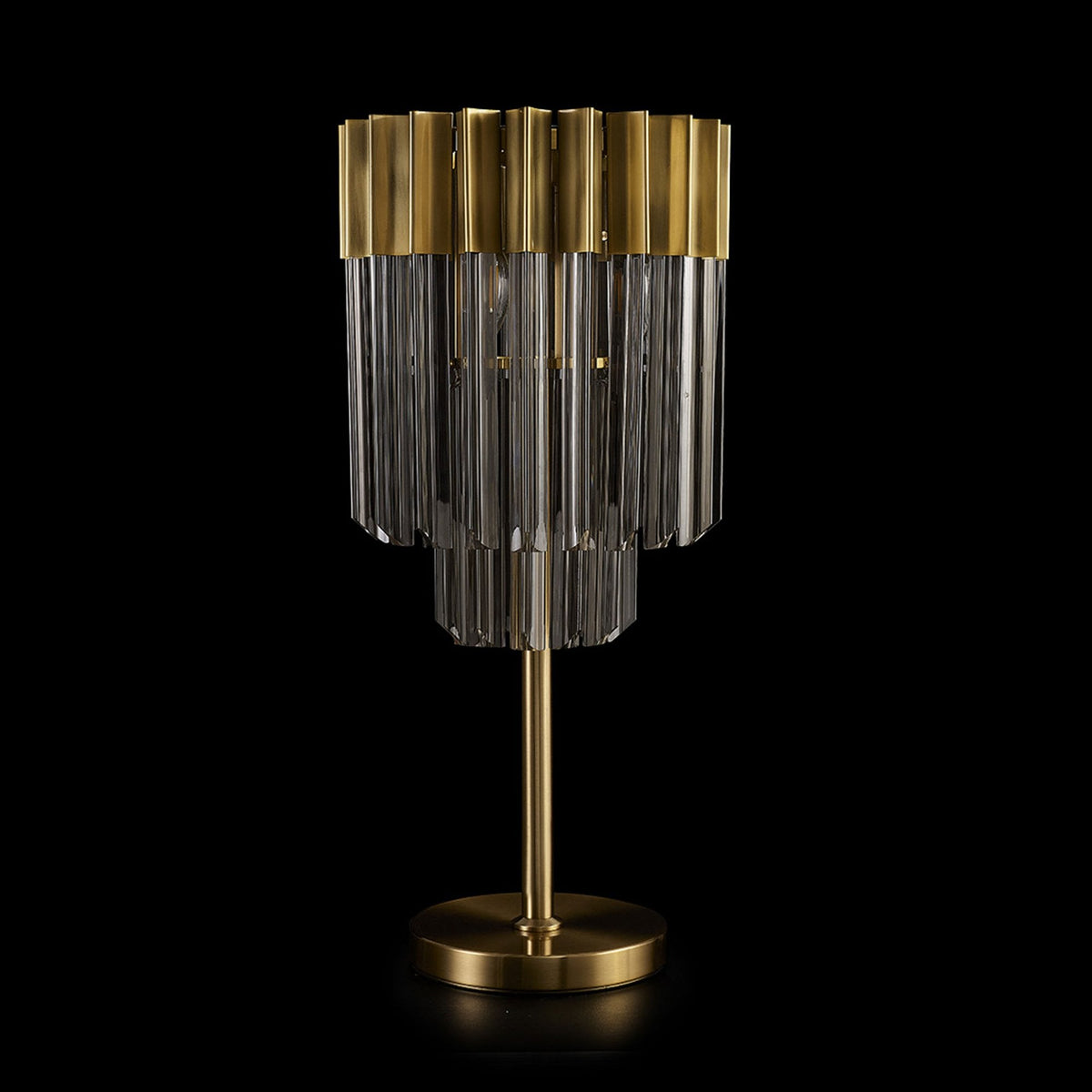 Kentisbeare Table Lamp in Brass & Smoked Glass