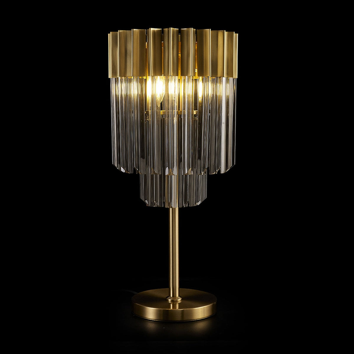 Kentisbeare Table Lamp in Brass & Smoked Glass