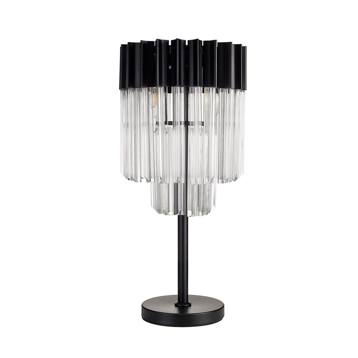 Kentisbeare Table Lamp in Matt Black & Clear Glass