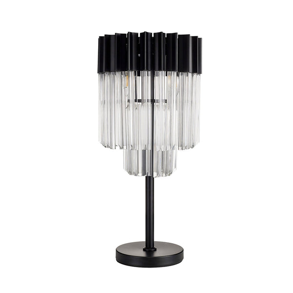 Kentisbeare Table Lamp in Matt Black & Clear Glass