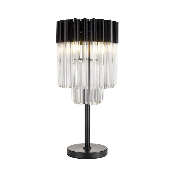 Kentisbeare Table Lamp in Matt Black & Clear Glass