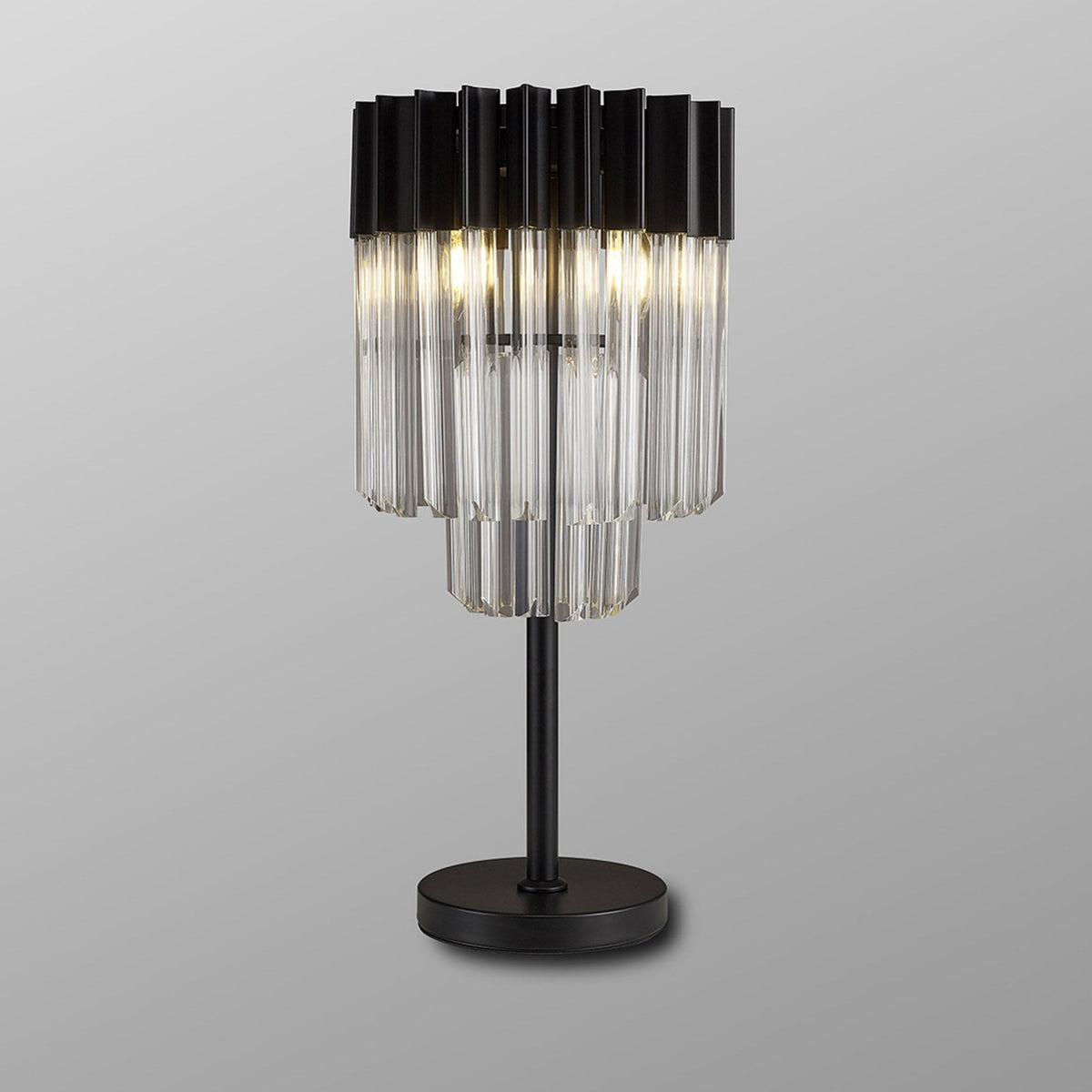Kentisbeare Table Lamp in Matt Black & Clear Glass