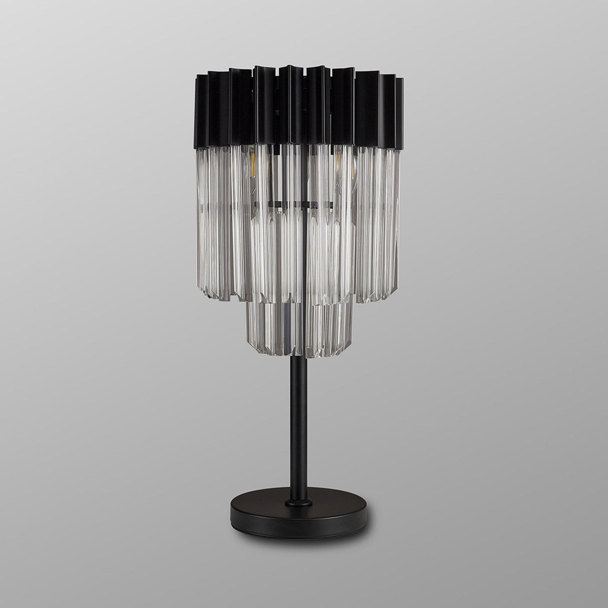 Kentisbeare Table Lamp in Matt Black & Clear Glass
