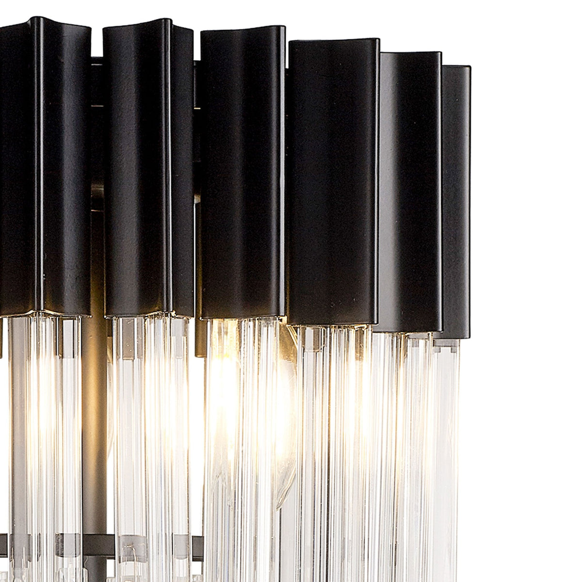Kentisbeare Table Lamp in Matt Black & Clear Glass