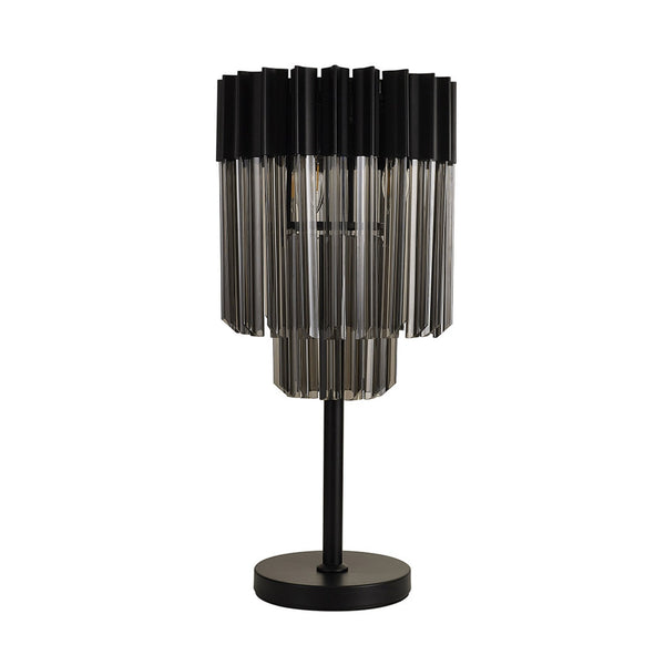 Kentisbeare Table Lamp in Matt Black & Smoked Glass