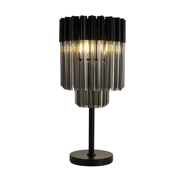 Kentisbeare Table Lamp in Matt Black & Smoked Glass