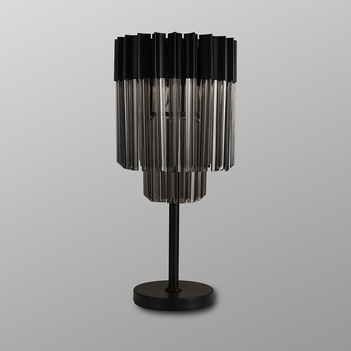 Kentisbeare Table Lamp in Matt Black & Smoked Glass