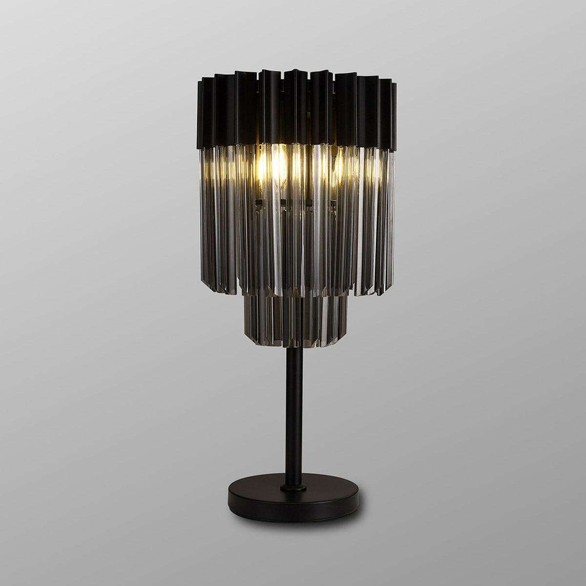 Kentisbeare Table Lamp in Matt Black & Smoked Glass