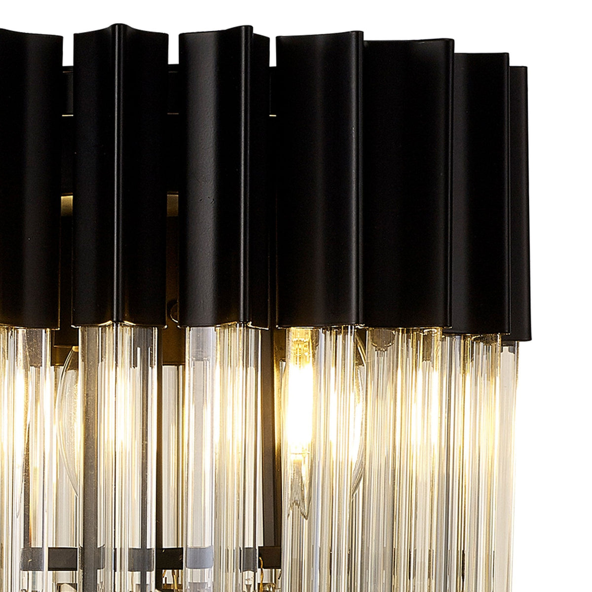 Kentisbeare Table Lamp in Matt Black & Cognac Glass