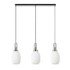 Atherington Almond 3 Drop Linear Pendant in Polished Nickel & Opal Ribbed Shade