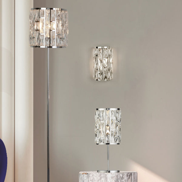 Bijou Twin Wall Light In Polished Chrome With Clear Crystal Glass