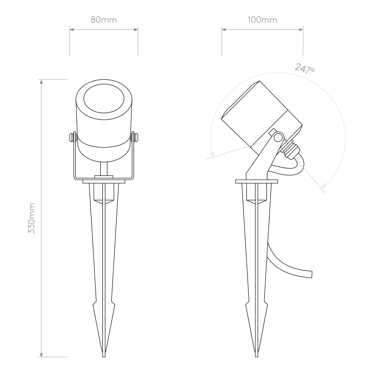 Skye Spike Coastal IP65 LED Spotlight in Brushed Stainless Steel