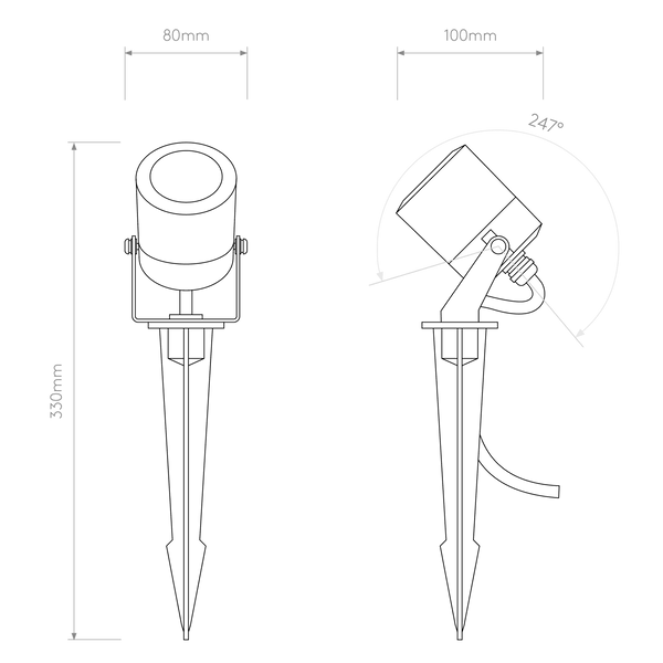 Skye Spike Coastal IP65 LED Spotlight in Brushed Stainless Steel