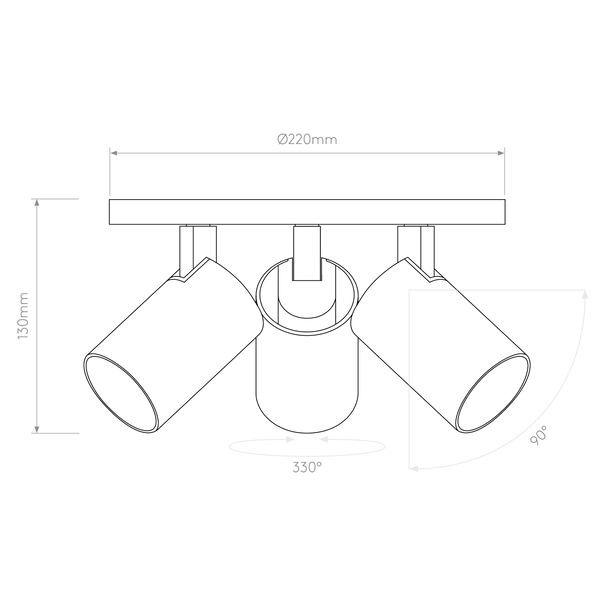 Ascoli Triple Round Spotlight in Matt Black