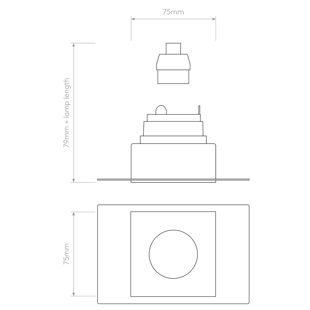 Trimless Square Fixed Downlight in Matt White