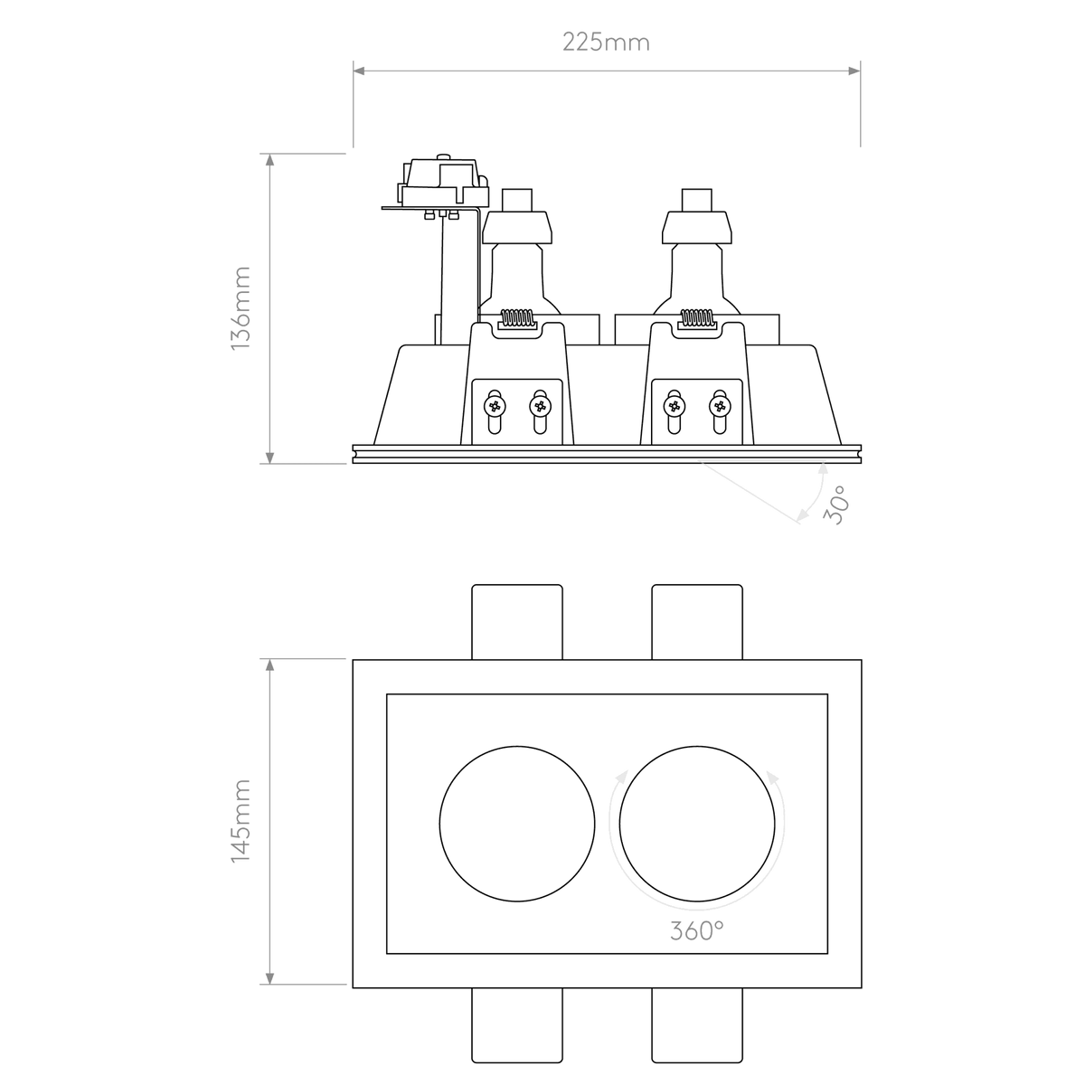 Blanco Twin Adjustable Recessed Interior Downlight