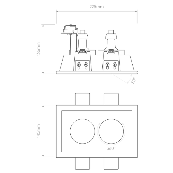 Blanco Twin Adjustable Recessed Interior Downlight