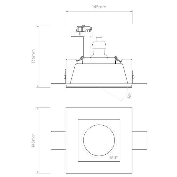 Blanco Square Adjustable Recessed Interior Downlight