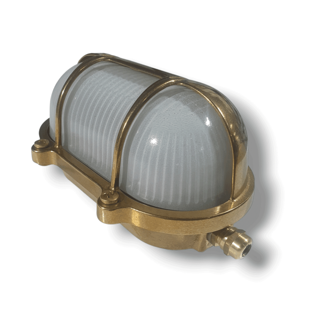 Nautic Solid Brass IP64 Oval Bulkhead Wall Light in Brass