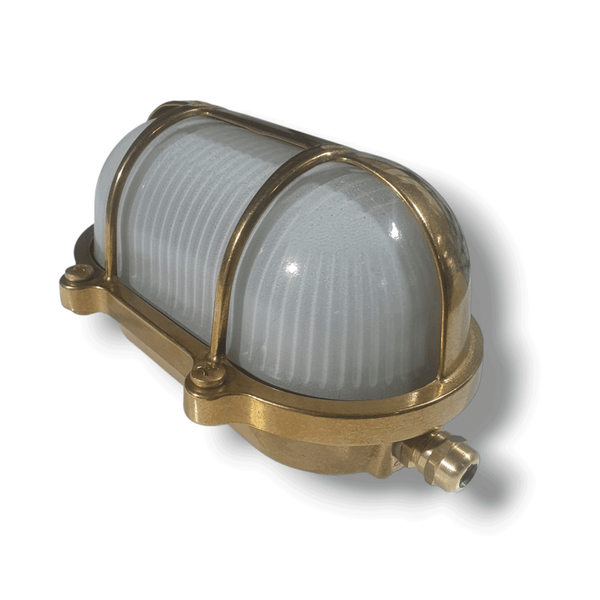 Nautic Solid Brass IP64 Oval Bulkhead Wall Light in Brass