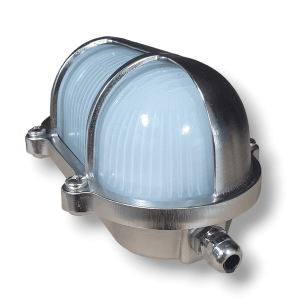 Nautic Solid Brass IP64 Oval Bulkhead Wall Light in Nickel