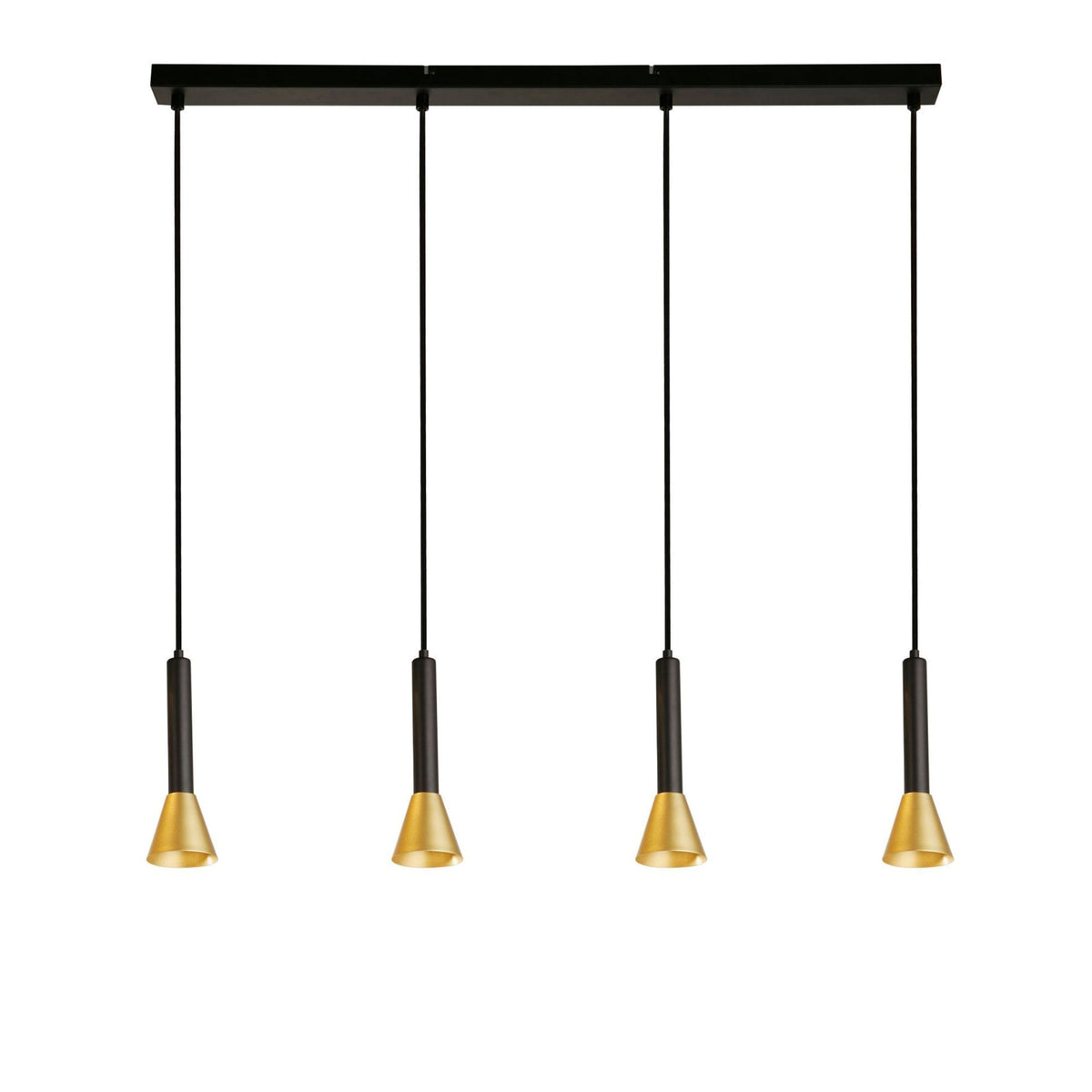 Signal 4 Light Linear Pendant In Black & Gold