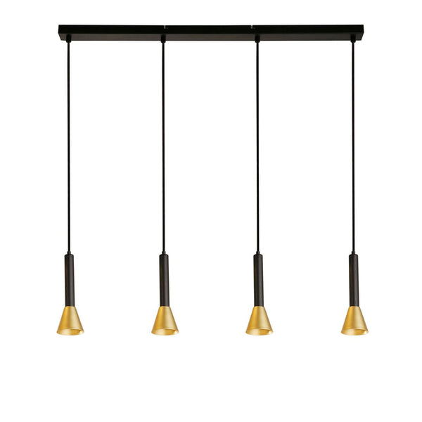 Signal 4 Light Linear Pendant In Black & Gold