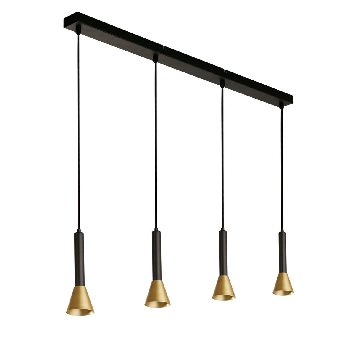 Signal 4 Light Linear Pendant In Black & Gold