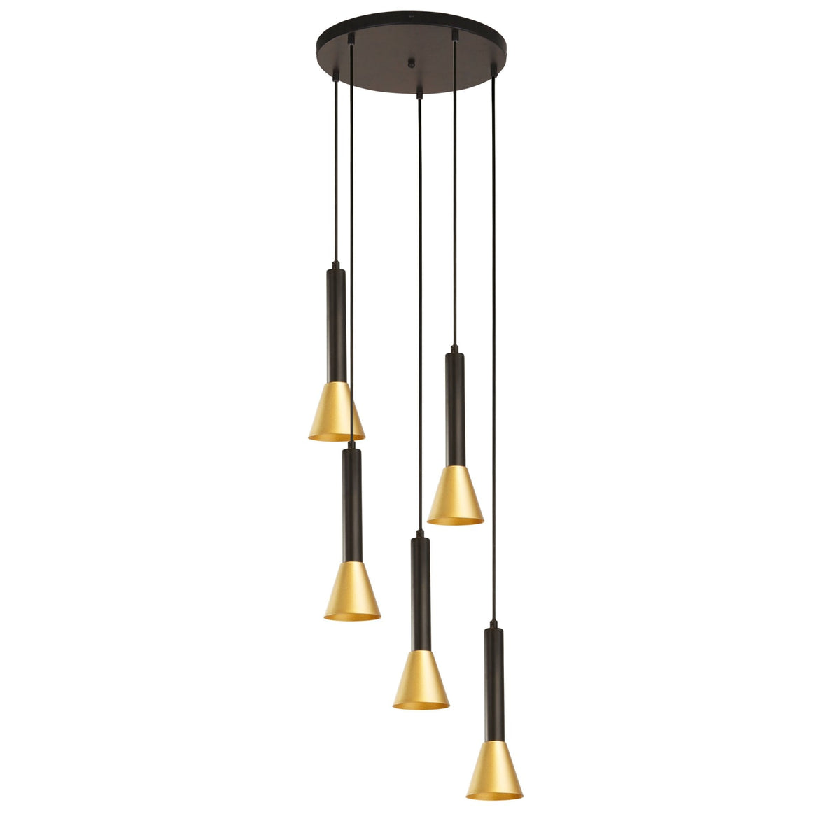 Signal 5 Light Cluster Pendant In Black & Gold