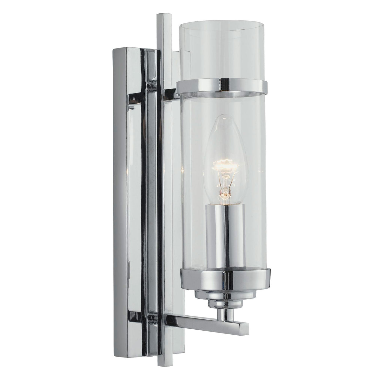 Milo Switched Wall Light In Polished Chrome With Clear Glass Shade