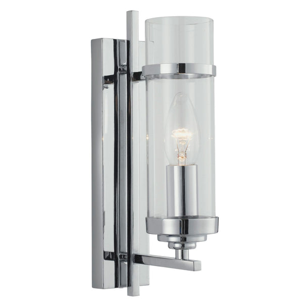 Milo Switched Wall Light In Polished Chrome With Clear Glass Shade