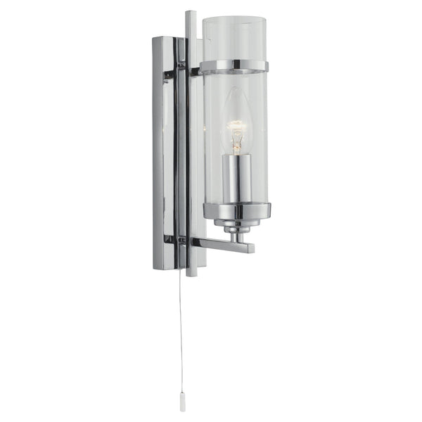 Milo Switched Wall Light In Polished Chrome With Clear Glass Shade