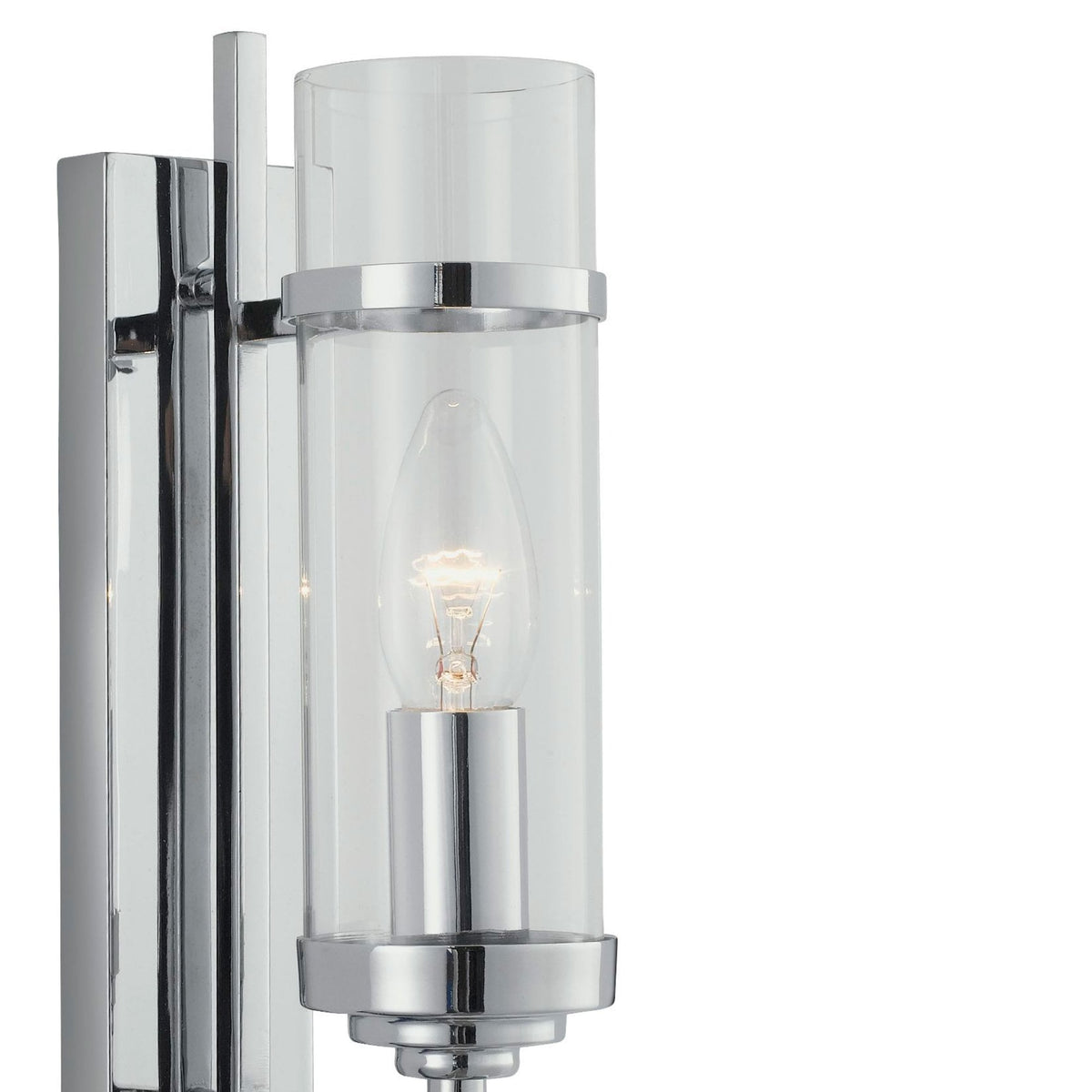Milo Switched Wall Light In Polished Chrome With Clear Glass Shade