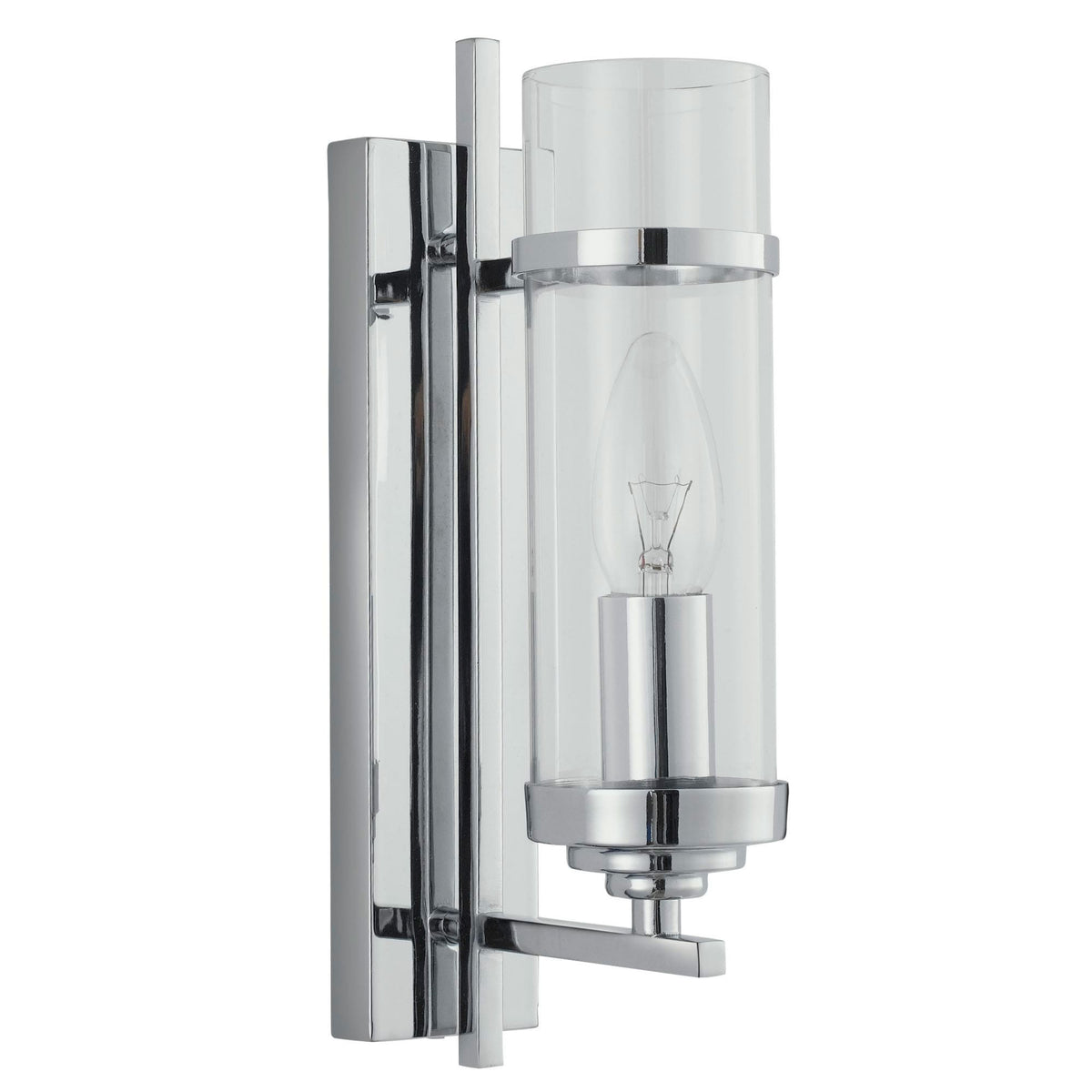 Milo Switched Wall Light In Polished Chrome With Clear Glass Shade