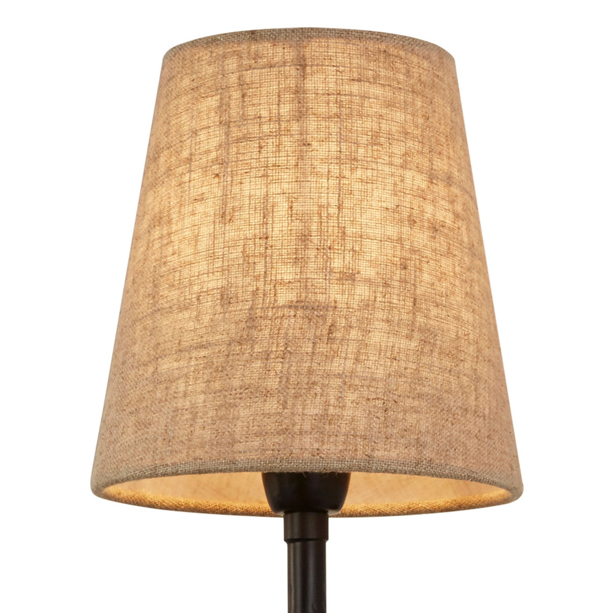 Gothic Hammered Black Metal Wall Light With Natural Linen Shade