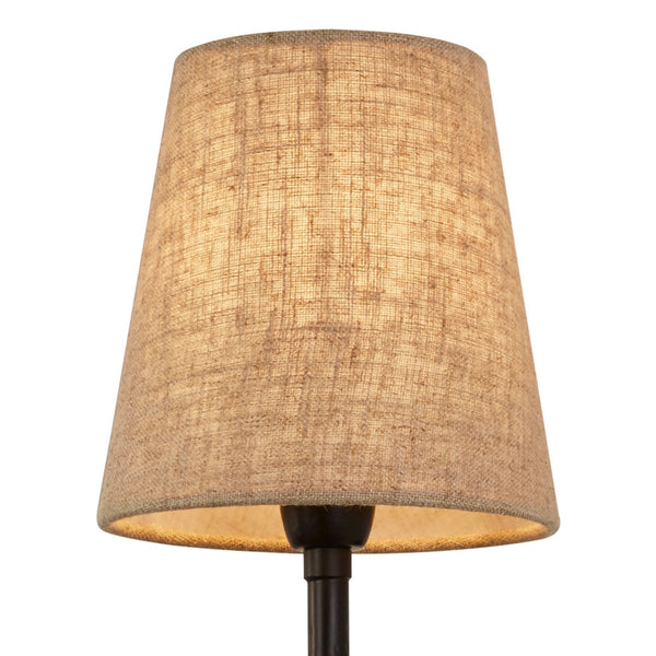 Gothic Hammered Black Metal Wall Light With Natural Linen Shade