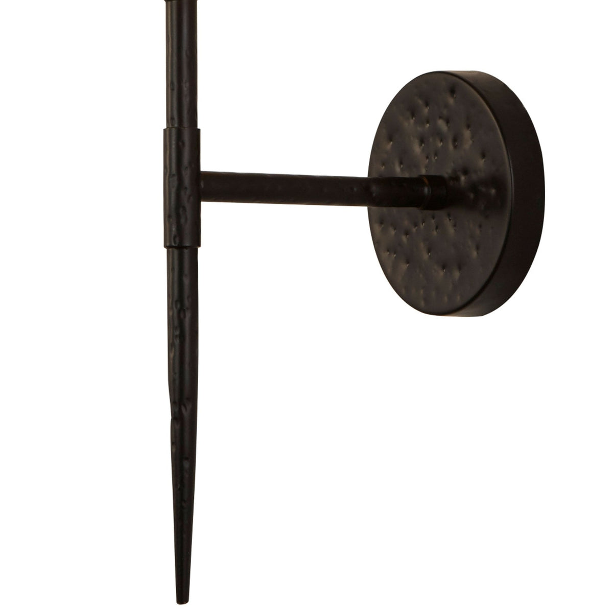 Gothic Hammered Black Metal Wall Light With Natural Linen Shade