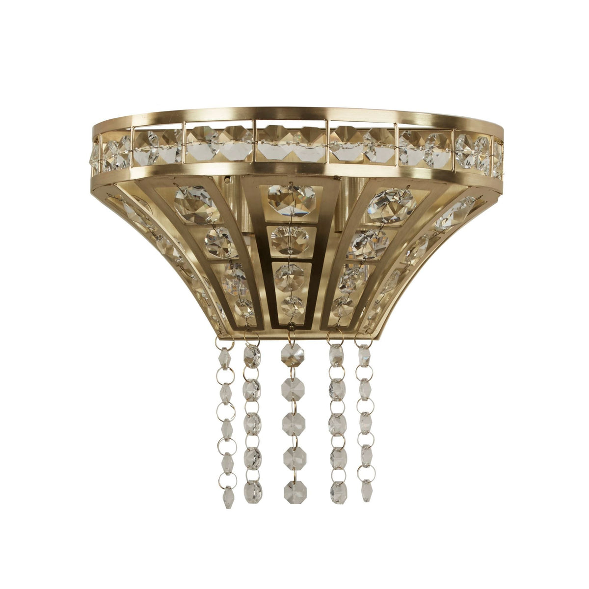 Gemma Twin Wall Light In Satin Brass & Clear Crystal