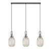 Atherington Almond 3 Drop Linear Pendant in Polished Nickel & Champagne Ribbed Shade