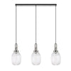 Atherington Almond 3 Drop Linear Pendant in Polished Nickel & Clear Ribbed Shade