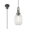 Atherington Almond Pendant in Aged Pewter & Clear Ribbed Shade