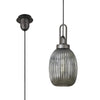 Atherington Almond Pendant in Aged Pewter & Smoked Ribbed Shade