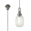 Atherington Almond Pendant in Antique Silver & Clear Ribbed Shade