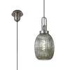Atherington Almond Pendant in Antique Silver & Smoked Ribbed Shade
