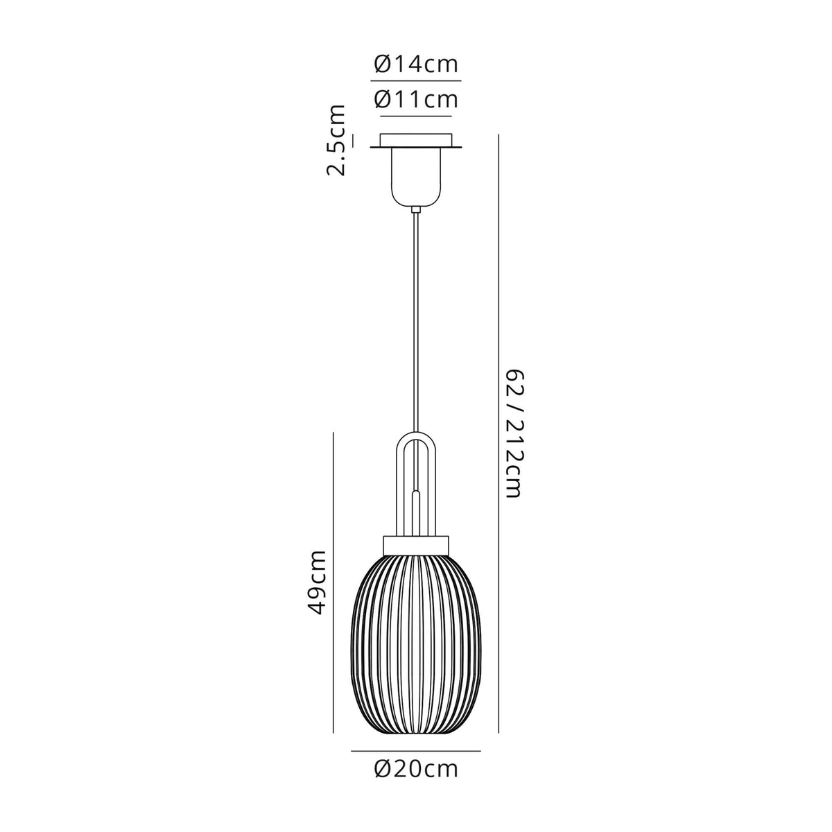 Atherington Almond Pendant in Antique Silver & Smoked Ribbed Shade