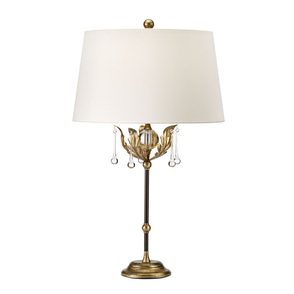 Amarilli Table Lamp in a Bronze and Gold Patina Finish with Ivory Shade