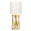 Apollo Table Lamp in Brushed Brass with White Faux Silk Cylinder Shade